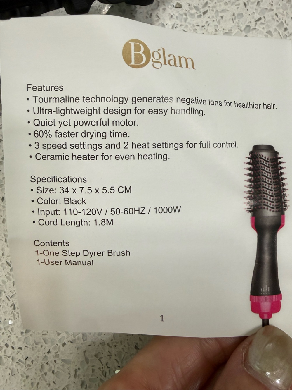 Bglam Pink and Black Dryer Brush – Fast Styling Hot Air Brush - Picture 6 of 8